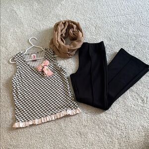 Matilda Jane top with black flare pants, size 8